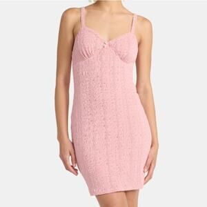 No Boundaries Cable Knit Tank Mini Dress Lace Trim Pink Size XS
